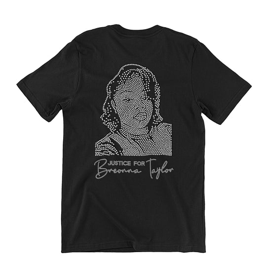 Breonna Taylor Portrait Rhinestone T-shirt | Breonna Justice For Breonna Taylor | Bling T-shirt
