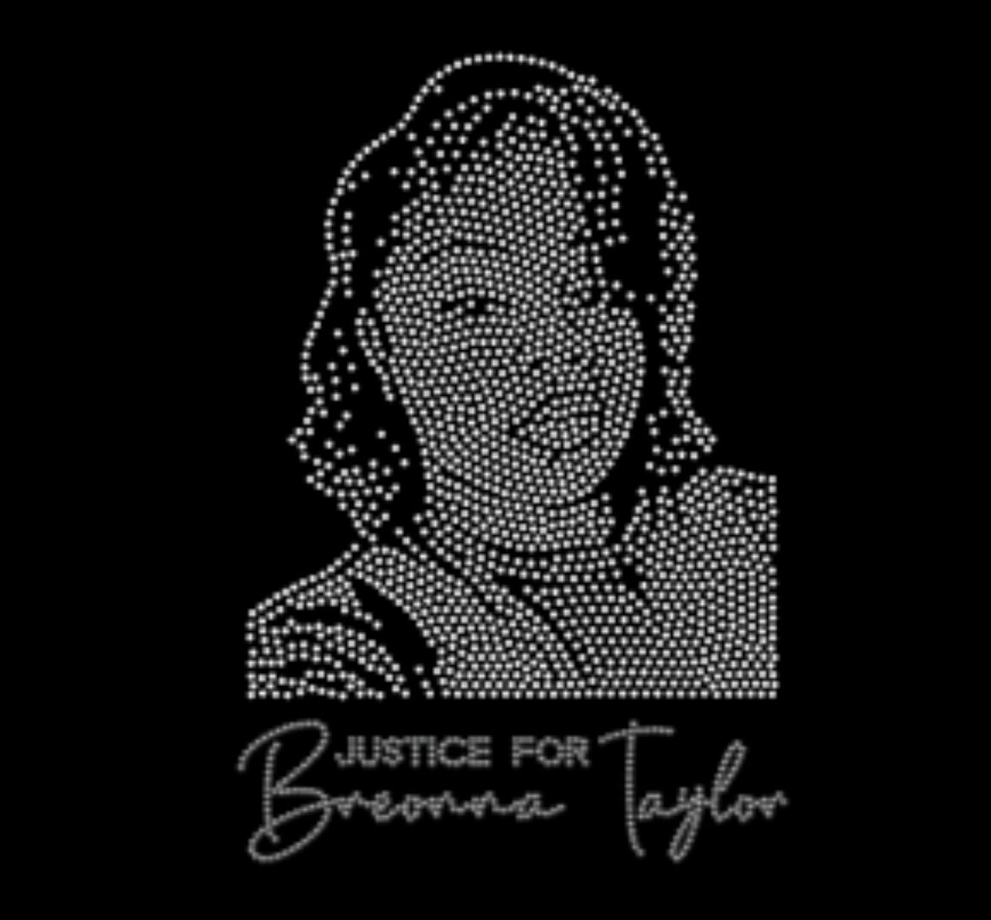 Breonna Taylor Portrait Rhinestone T-shirt | Breonna Justice For Breonna Taylor | Bling T-shirt