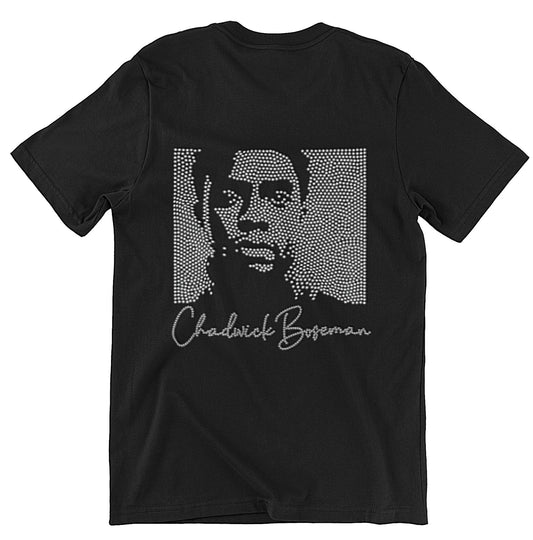Chadwick Boseman Portrait Rhinestone Tshirt, RIP Chadwack Boseman, Black Panther, Wakanda Forever